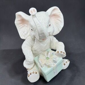 Lenox Birthday Wishes Elephant Figurine Ivory Porcelain Gold Accents December